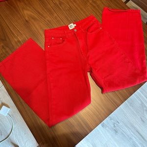 Princess Polly Red wide leg jeans